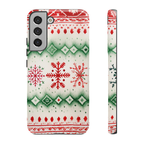 Icelandic Watercolor inspired by Christmas Sweaters - Impact Resistant Phone Case Samsung Galaxy S22 Plus Glossy